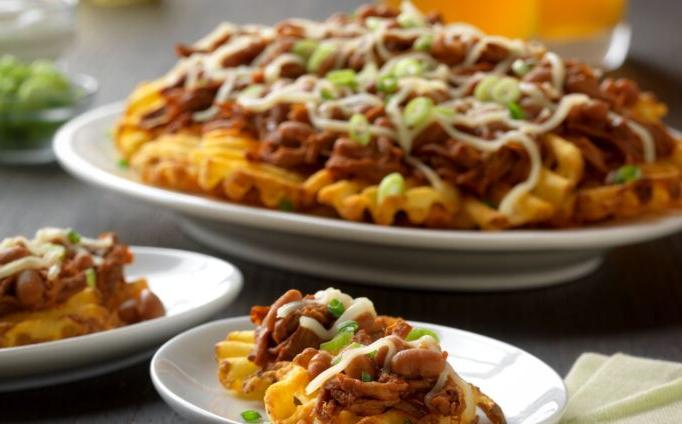 BBQ Beef Waffle Fry Nachos